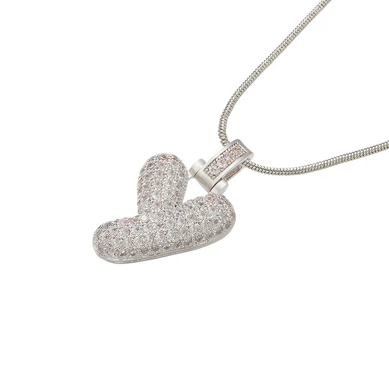 1.25x500mm Fat and lovely crystal brass silver color  letter necklace for women friends birthday gift model: VL34