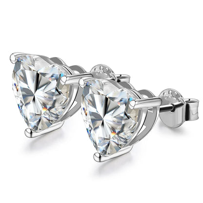 Heart Moissanite Diamond Earrings 925 Sterling Silver Jewellery Statement Stud Earrings For Women Fine Jewelry