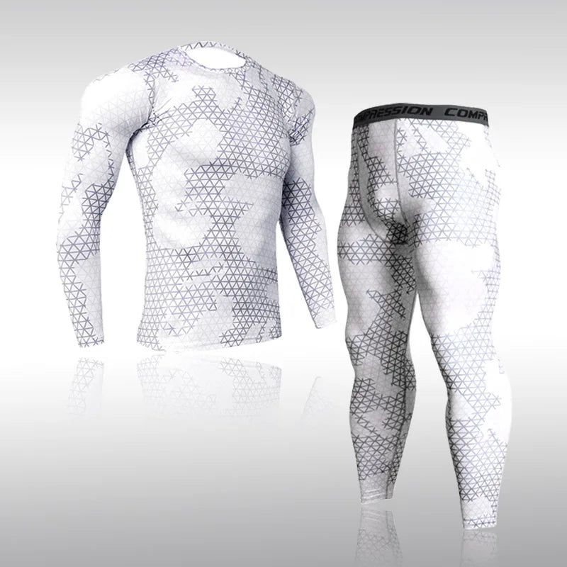 Quick Dry Camouflage Men's Running Sets Compression Sports Suits Skinny Tights Clothes Gym Rashguard Fitness Sportswear Men 2021