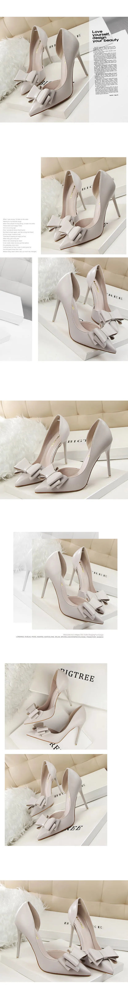 Shoes Bow-knot Woman Pumps Stiletto 10.5 Cm Women Basic Pump Pointed Toe Classic Pumps Sexy High Heels Women Shoes 2026