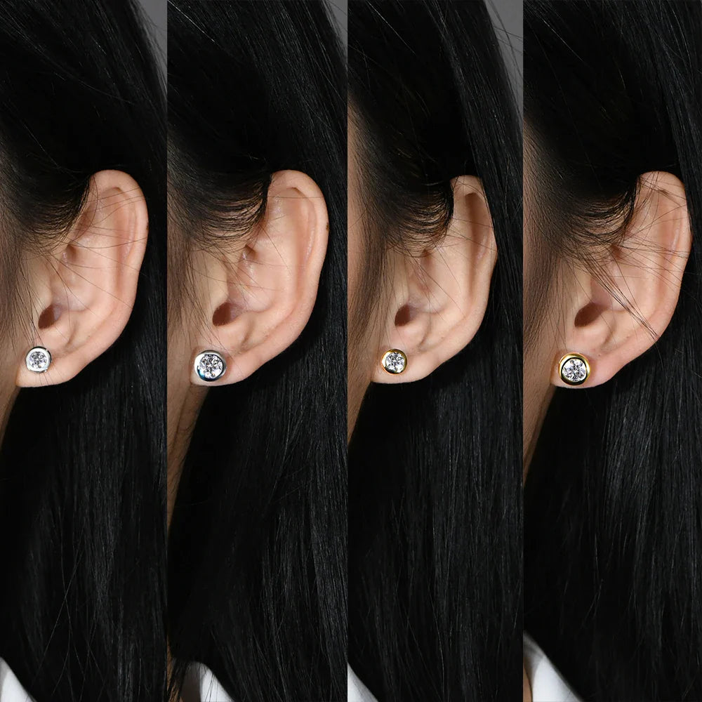 Real 2 Carat D Color Moissanite Earrings 로듐 For Women Gold Color 100% 925 Sterling Silver Sparkling Fine Jewelry