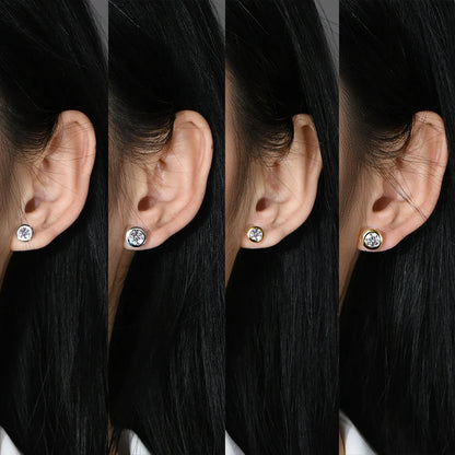 Real 2 Carat D Color Moissanite Earrings 로듐 For Women Gold Color 100% 925 Sterling Silver Sparkling Fine Jewelry