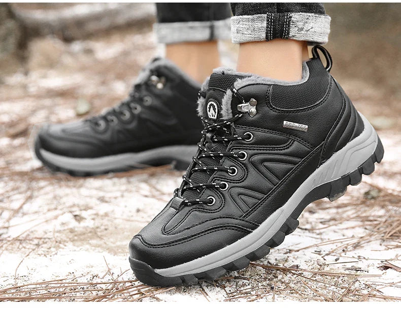 Brand Winter Men's Boots Warm Men's Snow Boots High Quality Leather Waterproof Men Sneakers Outdoor Men Hiking Boots Work Shoes