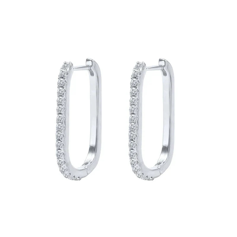 925 Sterling Silver Square Piercing Huggie Hoop Earrings for Women Simple Cubic Zirconia Earings Fine Jewelry Pendientes