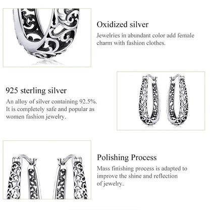 18K Gold Plated Filigree Hoop Earrings 925 Sterling Silver Vintage Vine Earrings For Women Fine Jewelry Original Design