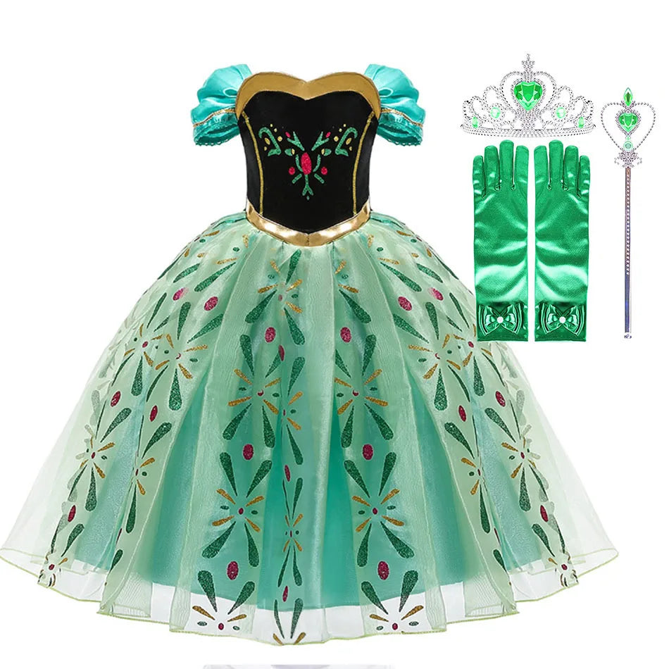 Children Princess Fancy Costume Girls New Rapunzel Anna Dress Kids Christmas Cosplay Belle Aurora Sofia Birthday Party Clothes