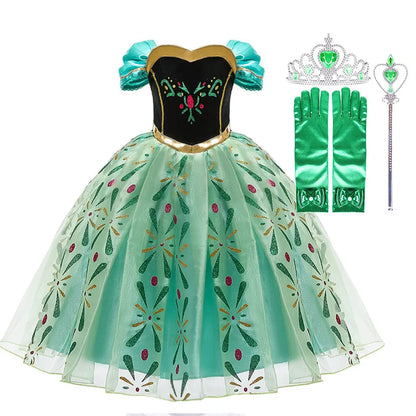 Children Princess Fancy Costume Girls New Rapunzel Anna Dress Kids Christmas Cosplay Belle Aurora Sofia Birthday Party Clothes