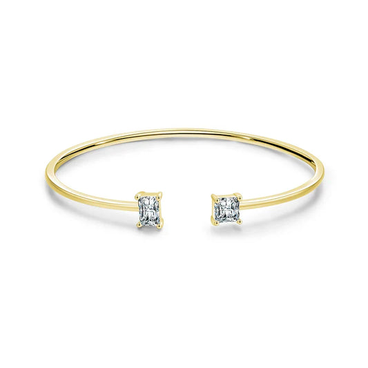 925 Sterling Silver Luxury Asymmetry Sparkling AAAAA Zirconia Open Size Bangle Bracelet For Women Wedding Fine Jewelry