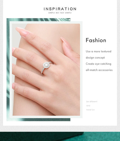 Sparkling Round Clear CZ Charm Rings Fashion 925 Sterling Silver Classic Design Wedding Ring For Women Party Jewelry