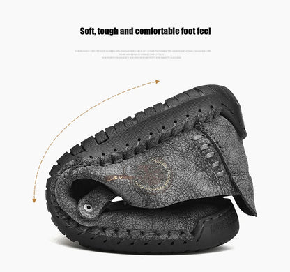 Handmade Leather Men Shoes Casual Slip On Loafers Breathable Leather Shoes Men FlatsTooling Shoes Plus Size