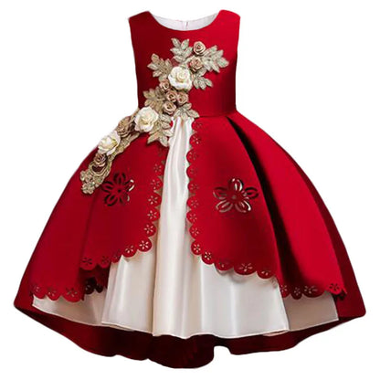 New Baby Girls Flower Dress Christmas Princess Wedding Elegant Kids Elegant Dresses Children Clothing Party Costume Clothes