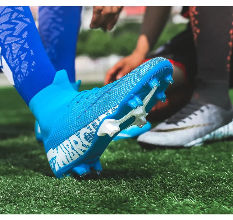 New Futstal FG/TF Orange Soccer Boots For Men High Top Men Soccer Cleats Football Trainers Men Sport Shoes zapatillas de futbol