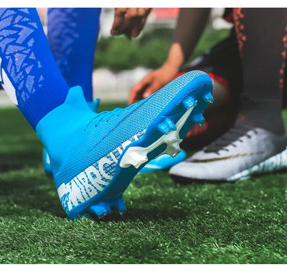 New Futstal FG/TF Orange Soccer Boots For Men High Top Men Soccer Cleats Football Trainers Men Sport Shoes zapatillas de futbol