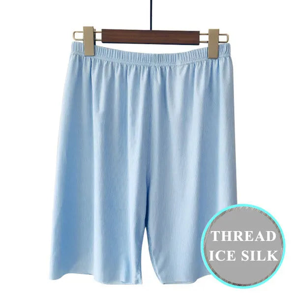 Plus Size Ice Silk Cool Summer Men Sleepwear Shorts Sexy Underwear Nightwear Comfortable Loose Sports Man Sleep Bottoms Homewear