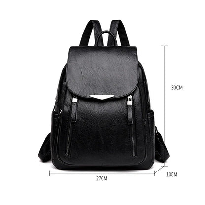 Luxury Backpack For Women Soft PU Leather Backpack Travel Large Capacity School Bag Double Zipper Business Knapsack