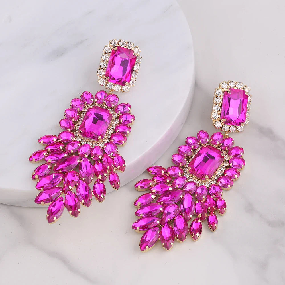 New Crystal Dangle Earrings For Women Rhinestone Earrings Weddings Ladies Party Fashion Jewelry Accessories Wholesale Gifts