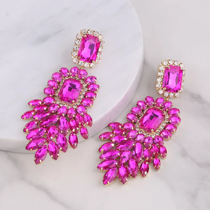 New Crystal Dangle Earrings For Women Rhinestone Earrings Weddings Ladies Party Fashion Jewelry Accessories Wholesale Gifts