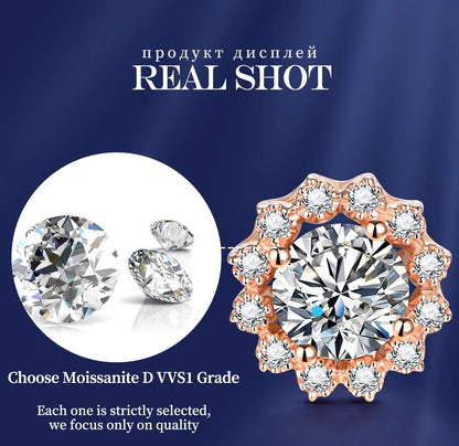 Round Cut 1.0CT Diamond Test Passed Moissanite Rhodium 925 Silver D Color Moissanite Earrings Jewelry Girlfriend Gift
