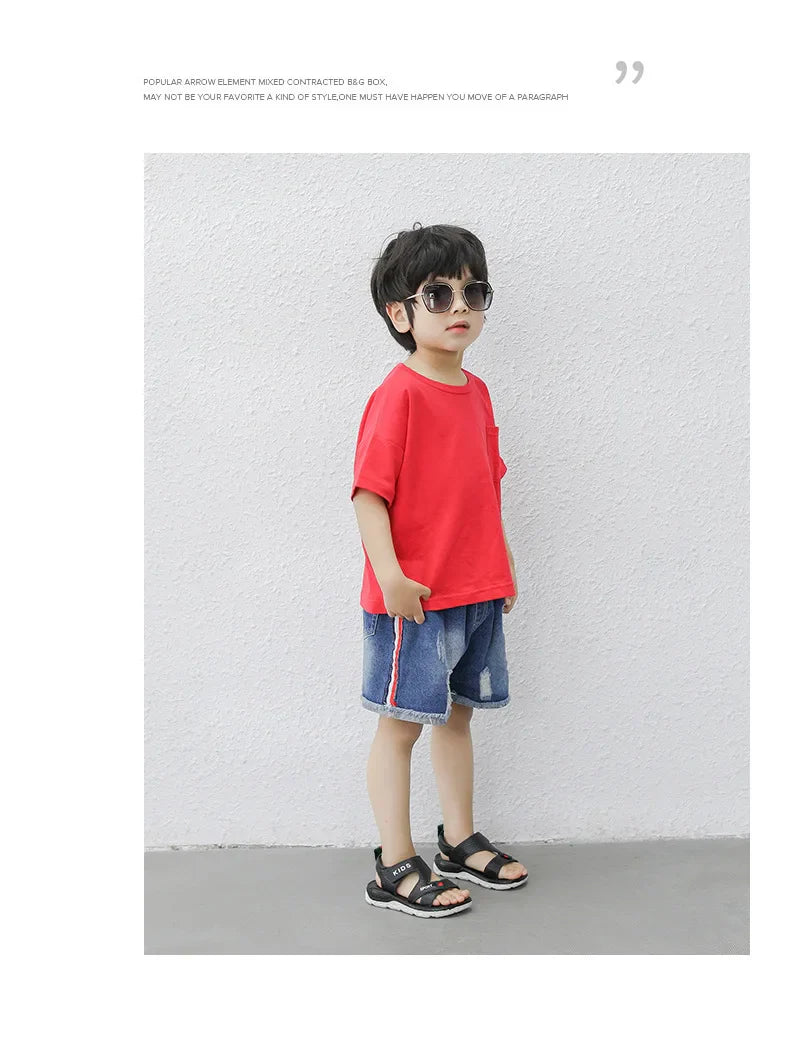 Children Sandals 2023 Summer New Fashion Boys Geniune Leather Sandals Kids Soft Bottom Non-slip Beach Sandals