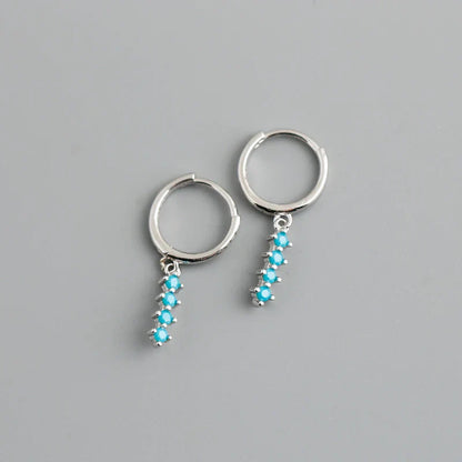 New Arrival Fashion Korean Blue Zircon Spike Geometric Stud Earrings for Women Real 925 Sterling Silver Gothic Jewelry
