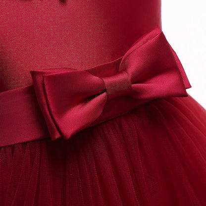 2023 Summer Dress For Girls Elegant Princess Birthday Dress With Bow Kids Girl Wedding Party Dresses Children Evening Clothes