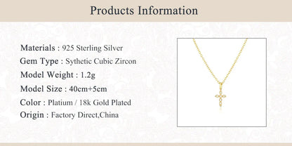 925 Sterling Silver Necklaces Charms for Women Crystal Cross Clavicle Collar Chain Simple Choker Necklace Accessories Gift