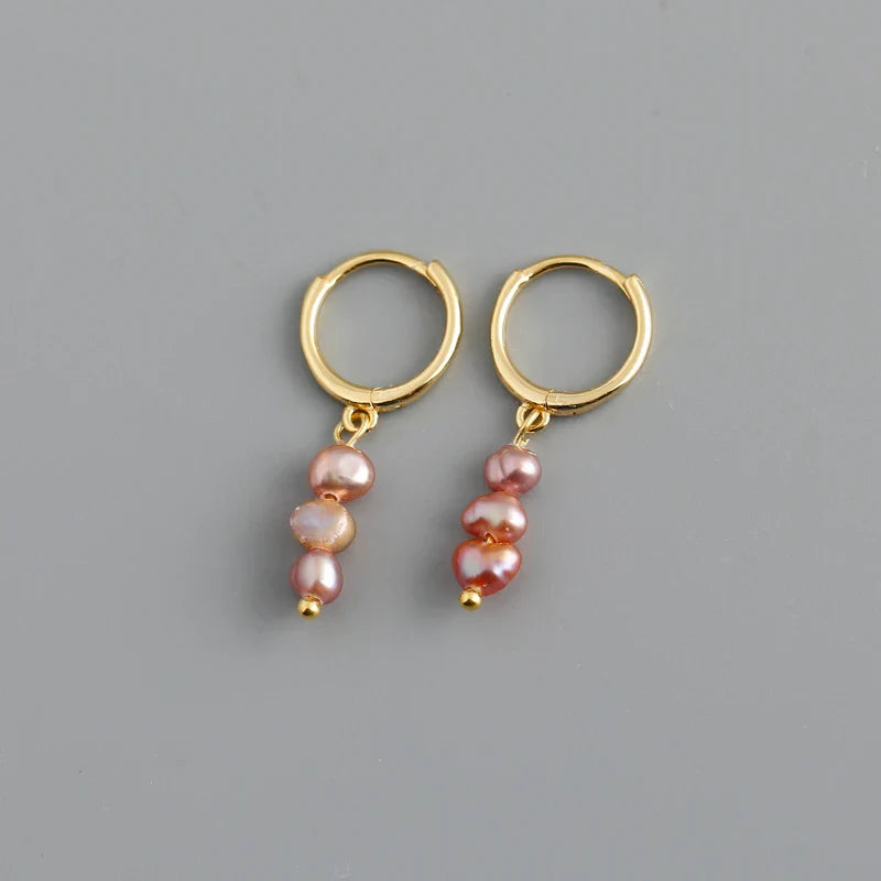 Real 925 Sterling Silver Natural Freshwater Baroque Pearl Stud Earrings for Women Bohemian Charming Jewelry Trend 2021