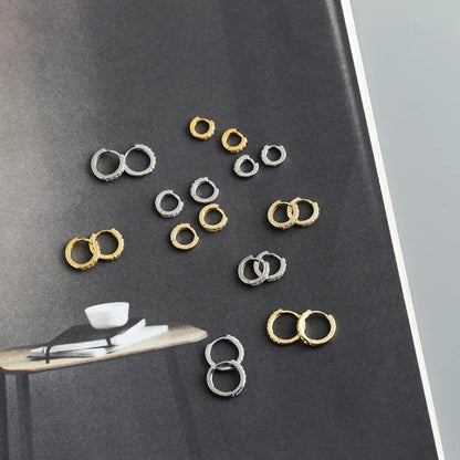 Real 925 Sterling Silver Gothic Simple White Zircon Hoop Earrings for Women Men Charms Unique Party Couple Jewelry 2021