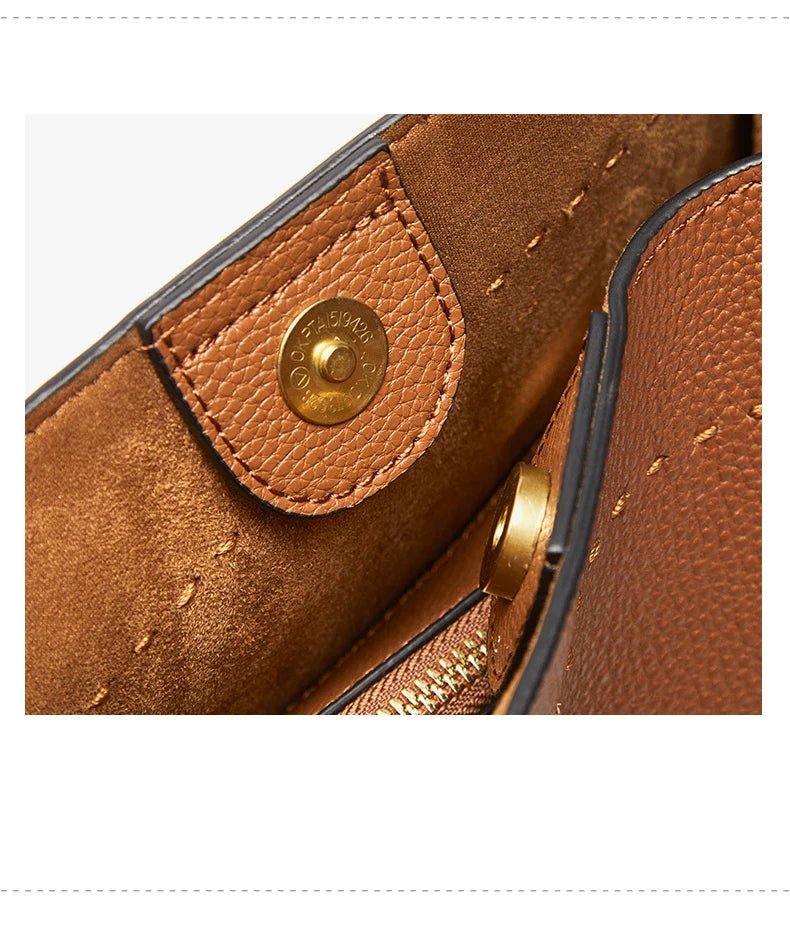Genuine Leather Casual Shopper Shoulder Bag Commuter Large Bucket Handbag Simple High Quality Women Tote Underarm Bags