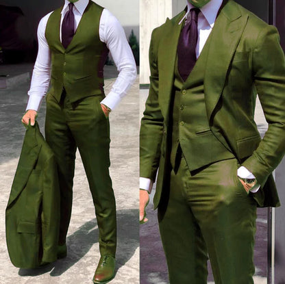Classy Wedding Tuxedos Suits Slim Fit Bridegroom For Men 3 Pieces Groomsmen Suit Male Cheap Formal Business  (Jacket+Vest+Pants