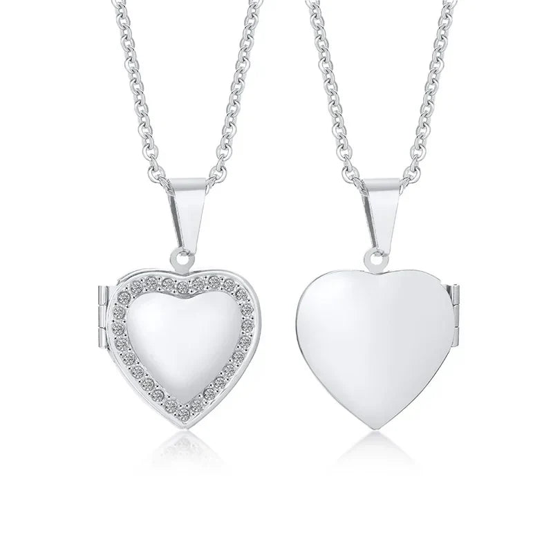Delicate Floral Oval Heart Locket Pendant Necklaces for Women,Stainless Steel Photo Frame Promise Love Keepsake Gift