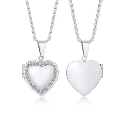 Delicate Floral Oval Heart Locket Pendant Necklaces for Women,Stainless Steel Photo Frame Promise Love Keepsake Gift