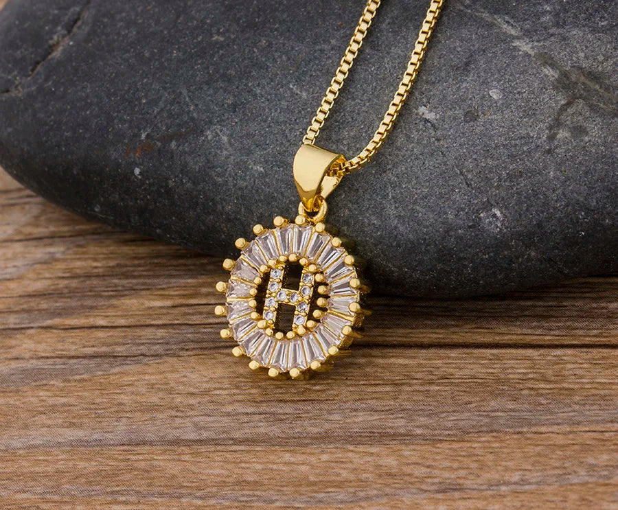 2 Colors Initial Letter Pendant 26 Letters Charm Name Necklace Top Quality Copper Zircon Jewelry Birthday Gift