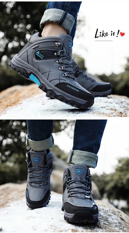 Men Winter Snow Boots Waterproof Leather Sneakers Super  Warm Men's Boots Outdoor Male Hiking Boots Work Shoes Size 39-47