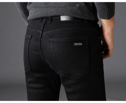 2023 Men's Stretch Black Jeans Classic Style Business Fashion Pure Slim-fit Denim Pants Male Brand Casual Trousers
