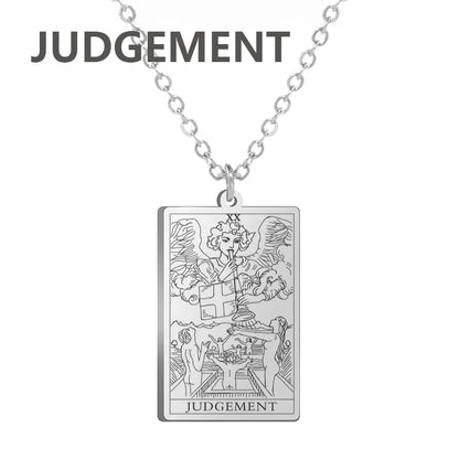 Tarot Cards Necklace Women Stainless Steel Necklace Wealth Amulet Classic Tarot Major Arcana Divination Charm Jewelry