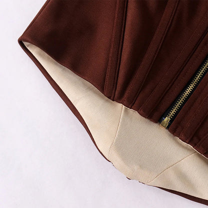 NewAsia Boning Corset Top Zipper 2Layer Elastic Solid Color Square Neck Slim Fit Bustier Women Summer Crop Tank Top Fashion Vest