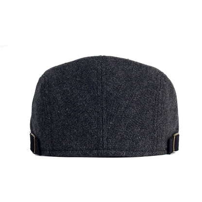 Big Size Newsboy Cap Men Winter Wool Thick Warm Vintage Herringbone Casual