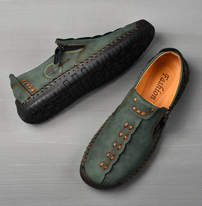 Handmade Leather Men Shoes Casual Slip On Loafers Breathable Leather Shoes Men FlatsTooling Shoes Plus Size