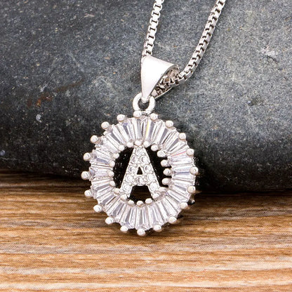 2 Colors Initial Letter Pendant 26 Letters Charm Name Necklace Top Quality Copper Zircon Jewelry Birthday Gift