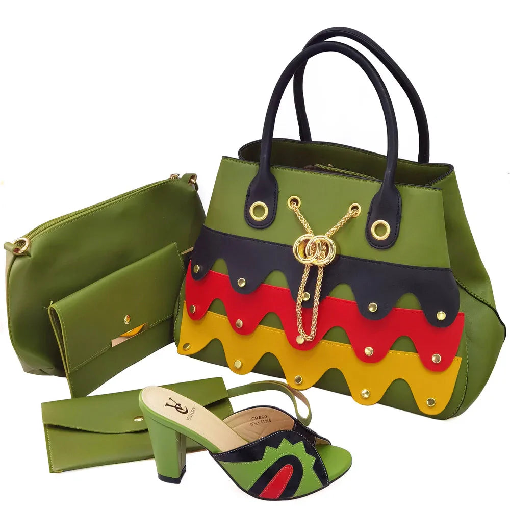 Black Color Comfortable Heels Italian Lady Shoes with Matching Bag for African Women Shoes and Bag Set