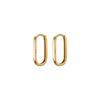 925 Sterling Silver Simple Oval Glossy Huggies Ear Buckle for Women Fashion Bohemian European piercing Earrings Jewelry