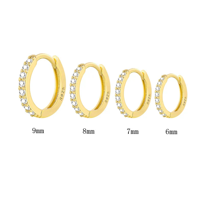 Silver 925 1 pair Women Small Hoops Earring Piercing Ear Cartilage Tragus Simple Thin Circle Anti-allergic Ear Buckle