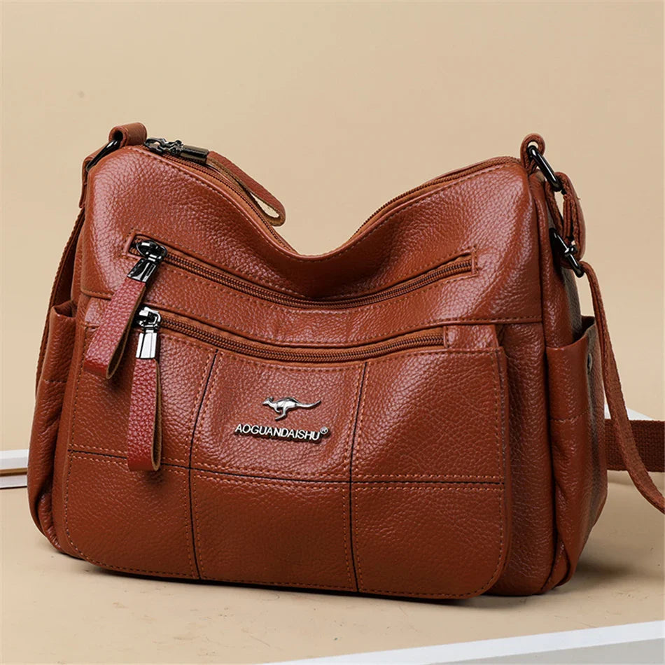 Classic Shoulder Bags High Quality Multi Pockets Soft Leather Crossbody Bags for Women 2024 Designer Luxury Handbags Purses