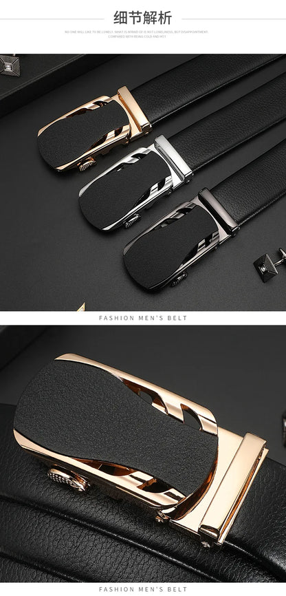 Men's Genuine Leather Automatic Buckle Belt Custom Engraved Name/Logo Ideal Waist Belt for Father's Day Personalized Gift
