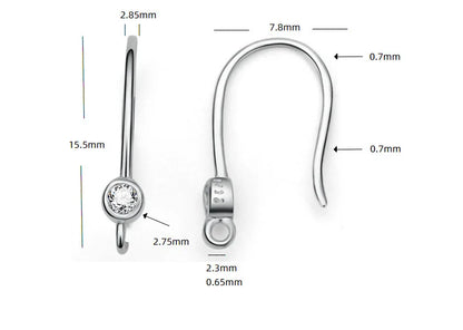 TrustDavis Real 925 Sterling Silver Fashion Dazzling CZ Opening Handmade Ear Hook Earring DIY Accessories Fine Jewelry HY365