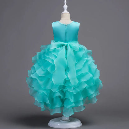 Baby Girls Princess Lace Flower Wedding Christmas Party Tutu Dress Children Kids Elegant Vestidos for 4-15Years Teenager Wear
