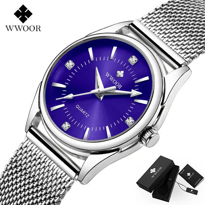 Luxury Brand Dress Gold Watch Ladies Elegant Diamond Small Quartz Wrist Watches For Women Steel Mesh Clock zegarek damski