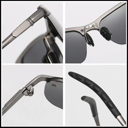 Half-frame Photochromic Sunglasses Men Women Vintage Metal Polarized Sun Glasses For Male Night Vision Driving Shades