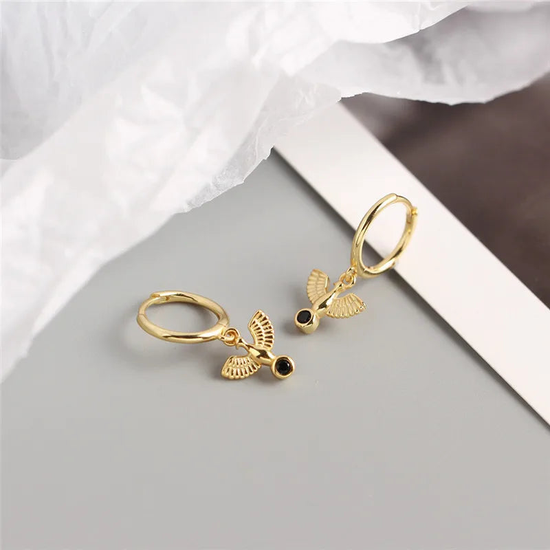 Real 100% 925 Sterling Silver Punk Hip-Hop Link Chain Gothic Studs Earrings for Fashion Women Jewelry Accessories 2022